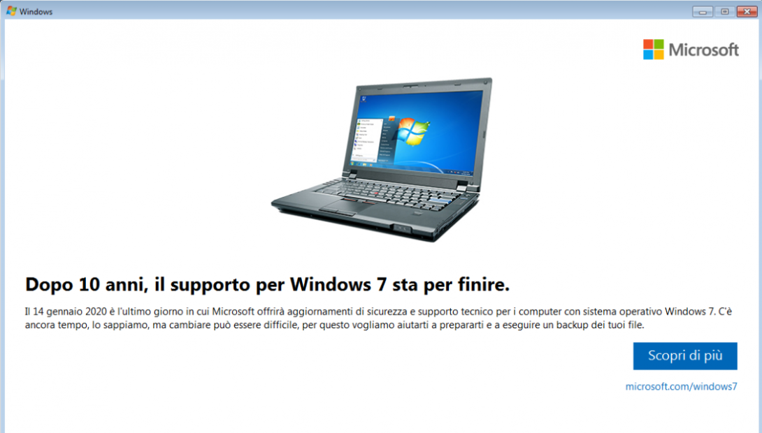 fine supporto windows 7